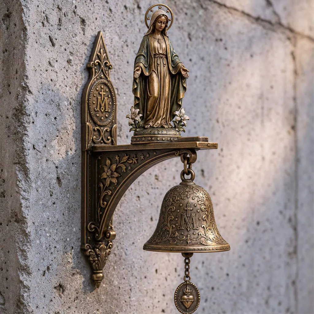 Campana de Pared Bronce con Motivo de María