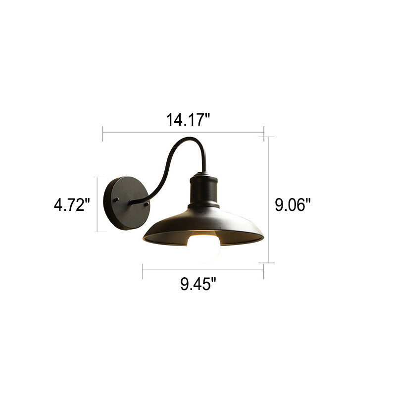 Lámpara de pared exterior curva de hierro impermeable Retro Loft Dome 1 luz | Brehn