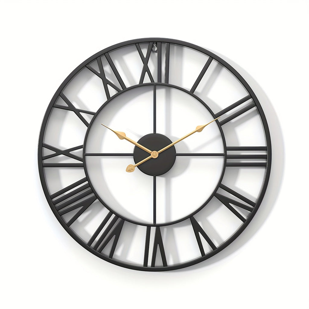 SERENETIME - Reloj de Pared Redondo Vintage Silencioso con Marco de Metal para Dormitorio
