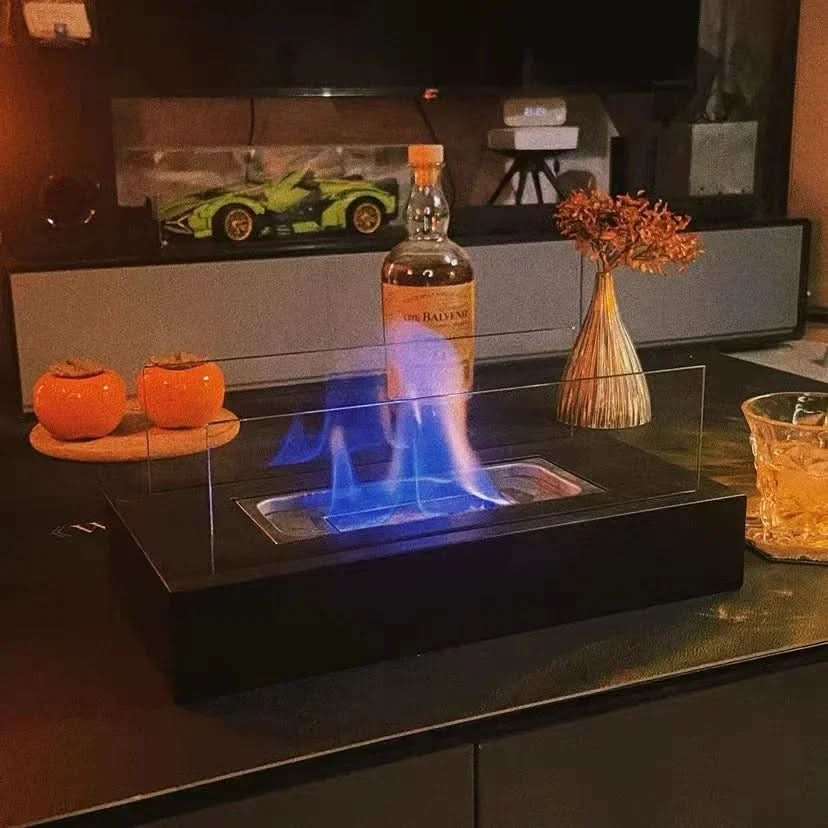 FLAMEGLOW – Chimenea de mesa portátil de bioetanol para un ambiente de llamas elegante