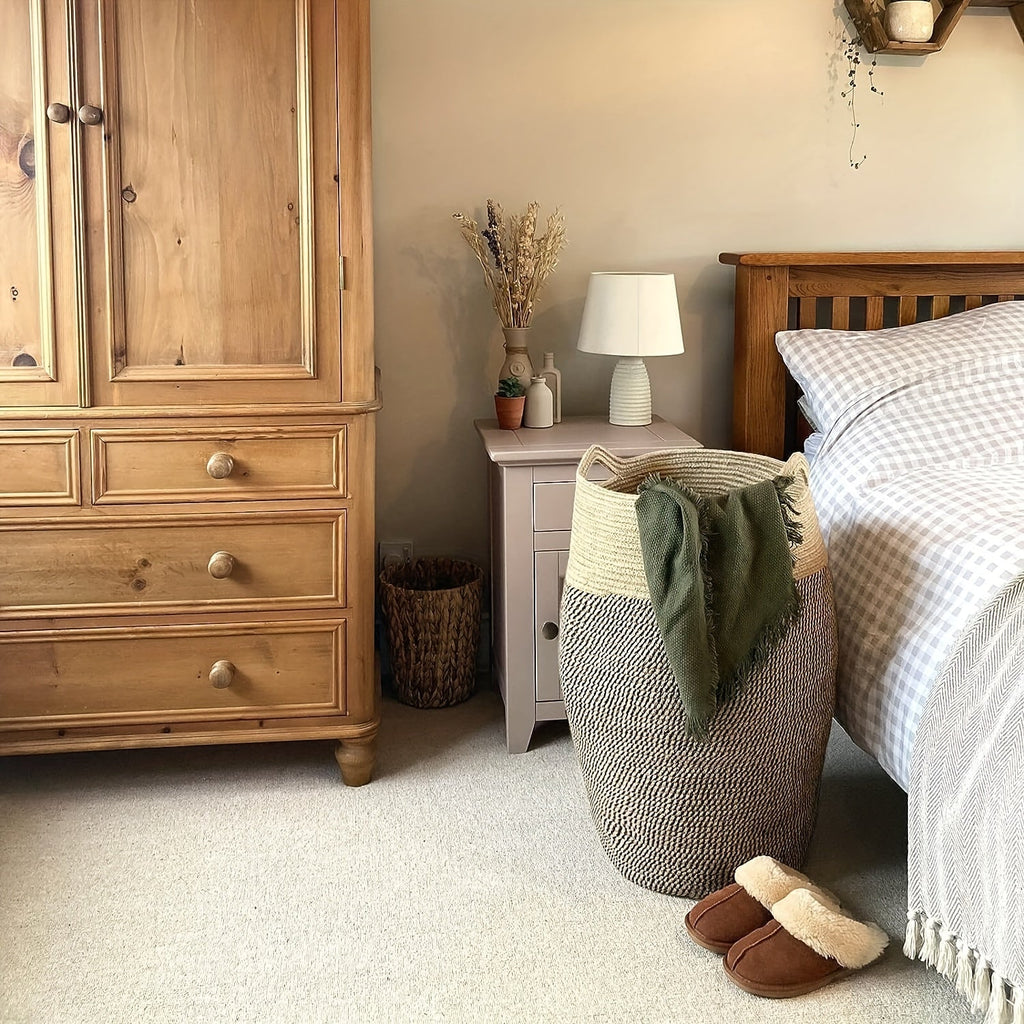 Cesta de Ropa de Mimbre Tejida Grande – Práctica y Elegante para Cualquier Espacio de Lavado
