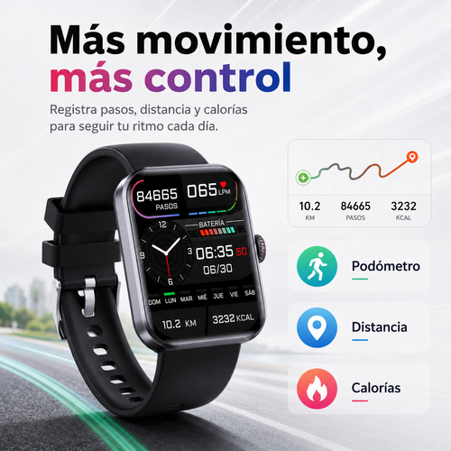 Reloj de glucosa – Reloj de salud – Medición indolora de glucosa en sangre y funciones vitales en tiempo real