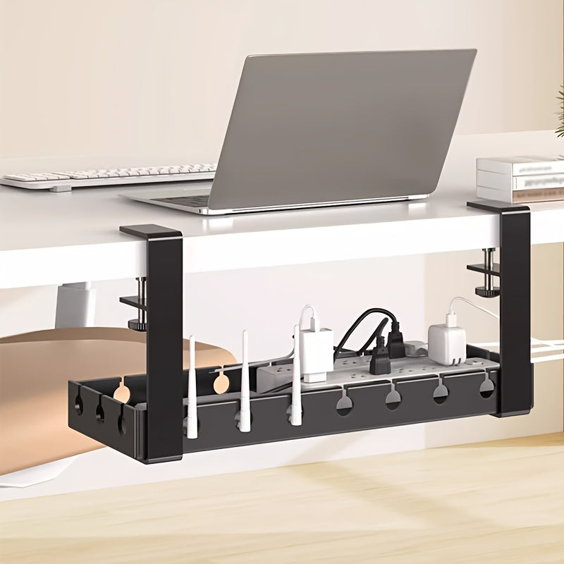TANGLEFREE - Organizador de cables ajustable para debajo del escritorio, diseñado para espacios de trabajo más limpios y ordenados.