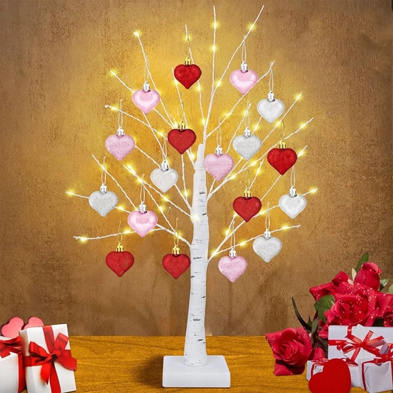 Árbol Decorativo LED con Colgantes en Forma de Corazón de Efecto Abeto