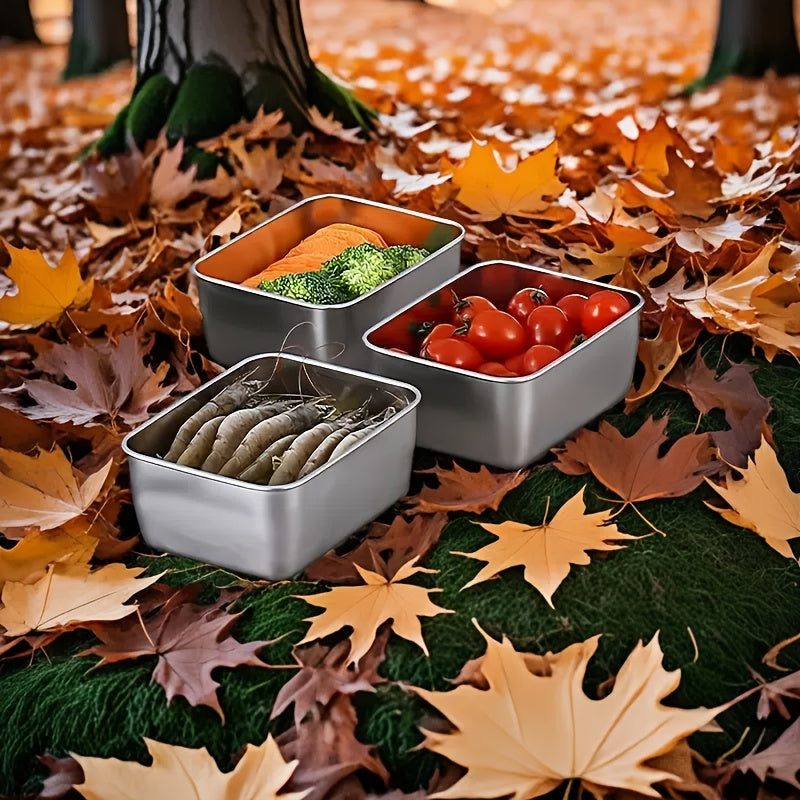 Set de Almacenamiento de Alimentos de Acero Inoxidable de 7 Piezas – Contenedores Apilables con Tapas de Plástico