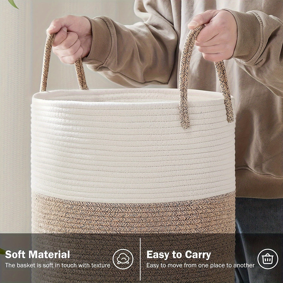 Cesta de Ropa Estilosa de Dos Tonos - Espacio para Más, Práctica y Duradera