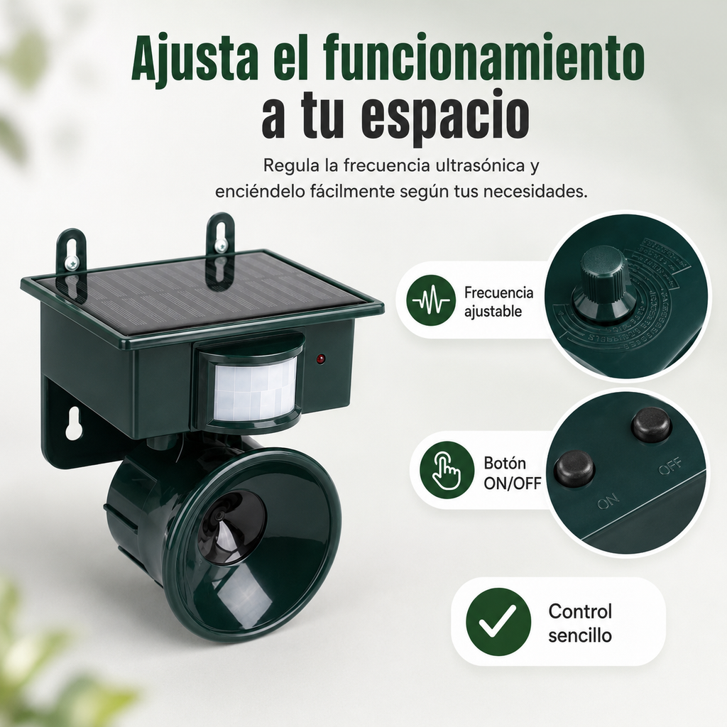 Repelente de Aves Solar Ultrasonico Inteligente