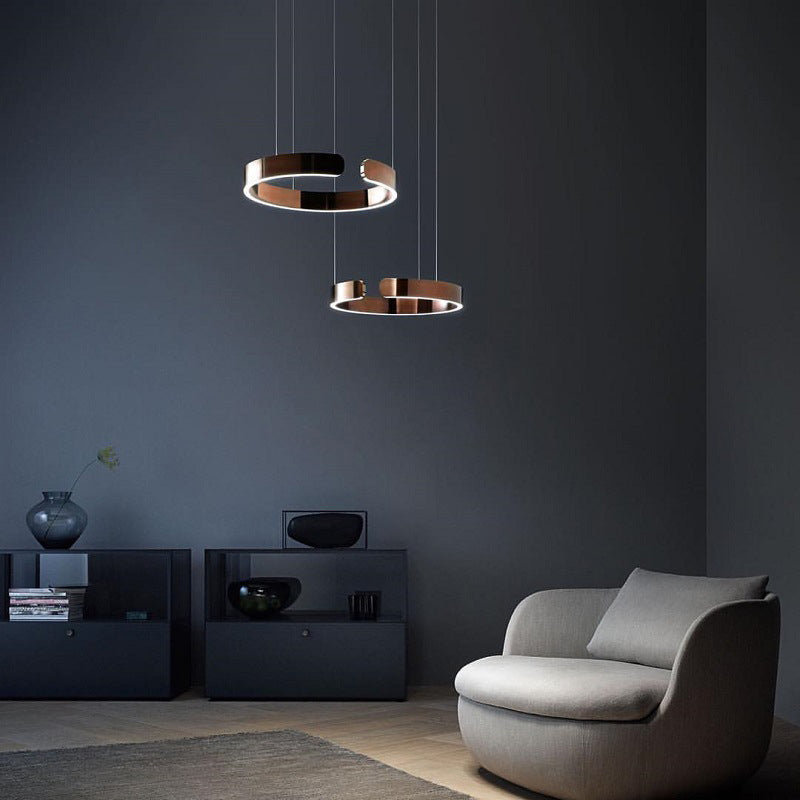 Moderna lámpara colgante LED en forma de anillo con montaje en el techo