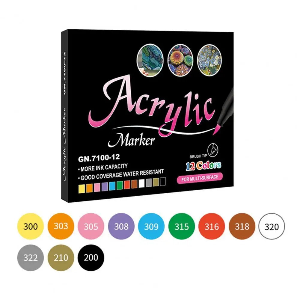 ArtFlow - Set de marcadores acrílicos de 12 piezas | 50% DESCUENTO