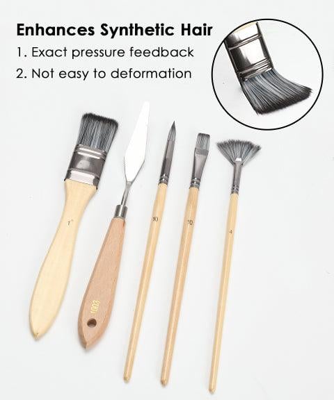 Juego de Pinceles para Artistas | 24 Pinceles de Nailon con 7 Formas y Espátula | Acrílico, Óleo y Acuarela