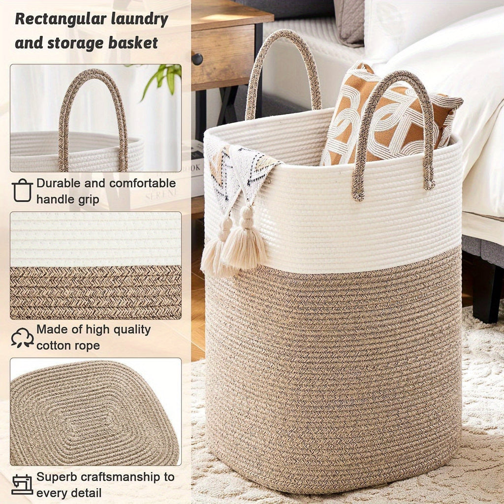 Cesta de Ropa Extra Grande Tejida - Espacio para Todas Tus Cosas, Durable y Práctica