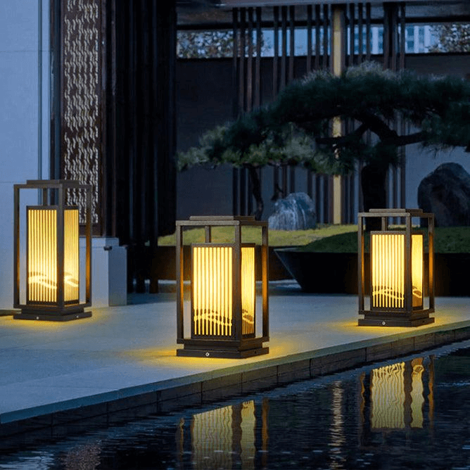 Luz de Poste Solar LED para Exterior, Lámpara de Jardín Impermeable
