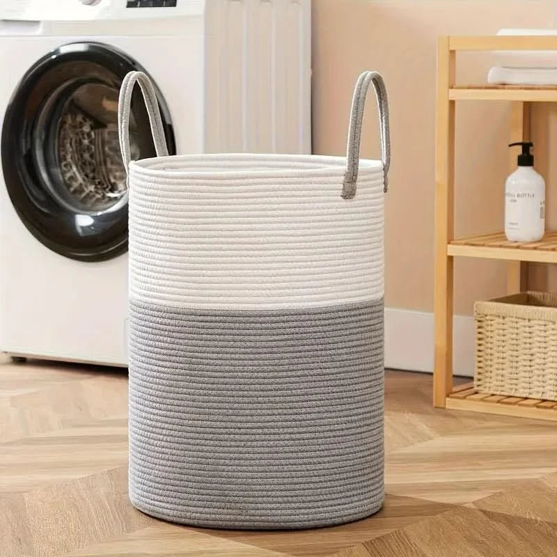Cesta de Tejido - Almacenamiento Robusto de Ropa Hecho de Cuerda Trenzada