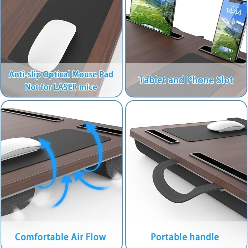 Lisslune | Soporte Ergonómico para Laptop con Soporte para Muñeca y Ranuras para Dispositivos