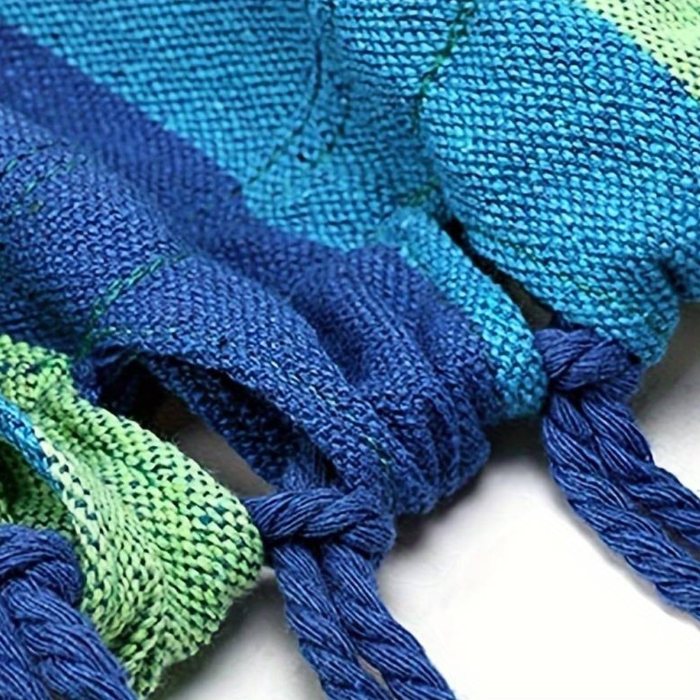 Hamaca de camping de algodón a rayas azules