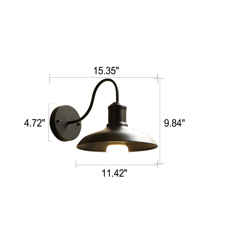 Lámpara de pared exterior curva de hierro impermeable Retro Loft Dome 1 luz | Brehn