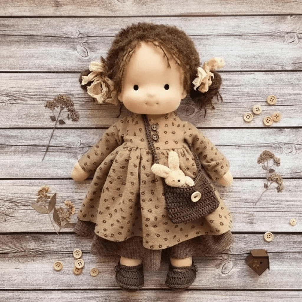Selina – Muñeca Waldorf de algodón hecha a mano para juegos creativos