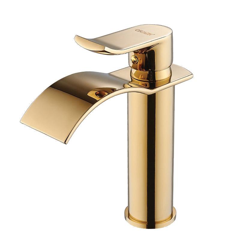 Grifo de lavabo de bronce, grifo de cascada mezclador