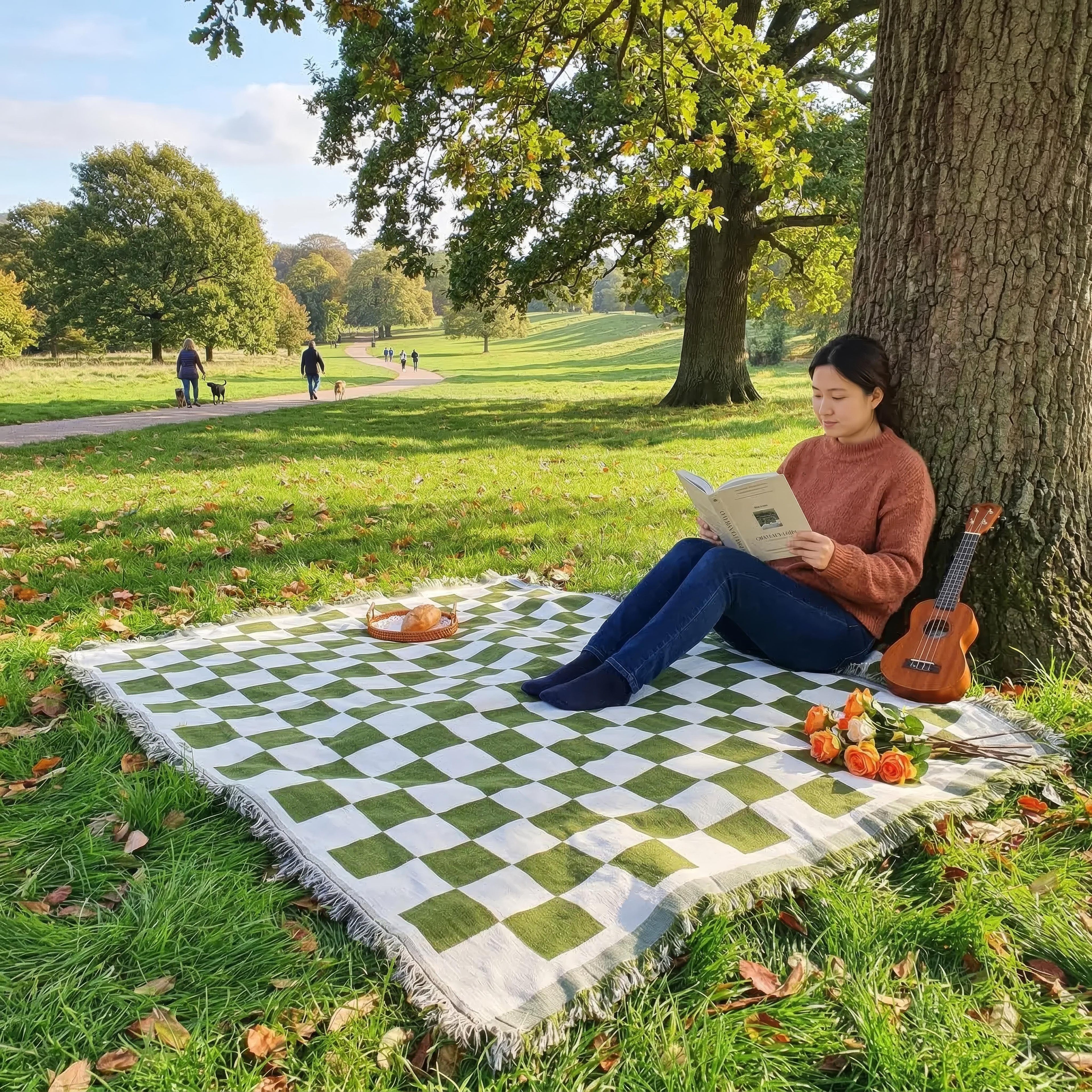 Manta de picnic de microfibra suave con diseño a cuadros