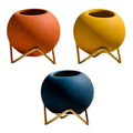 Maceta de cerámica con soporte de metal de estilo nórdico