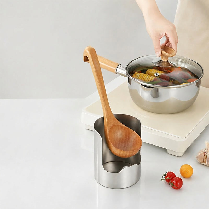Soporte para utensilios de cocina plateado – Despeja rápidamente, cocina con alegría
