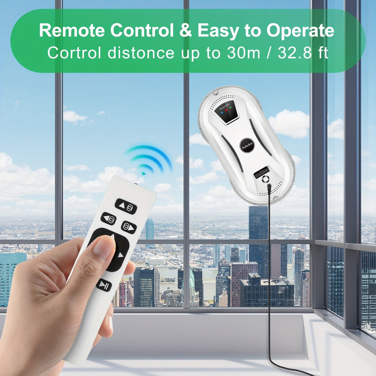 Limpiacristales Totalmente Automático – Limpiador de Cristales Inteligente con Control Remoto para una Limpieza Eficiente