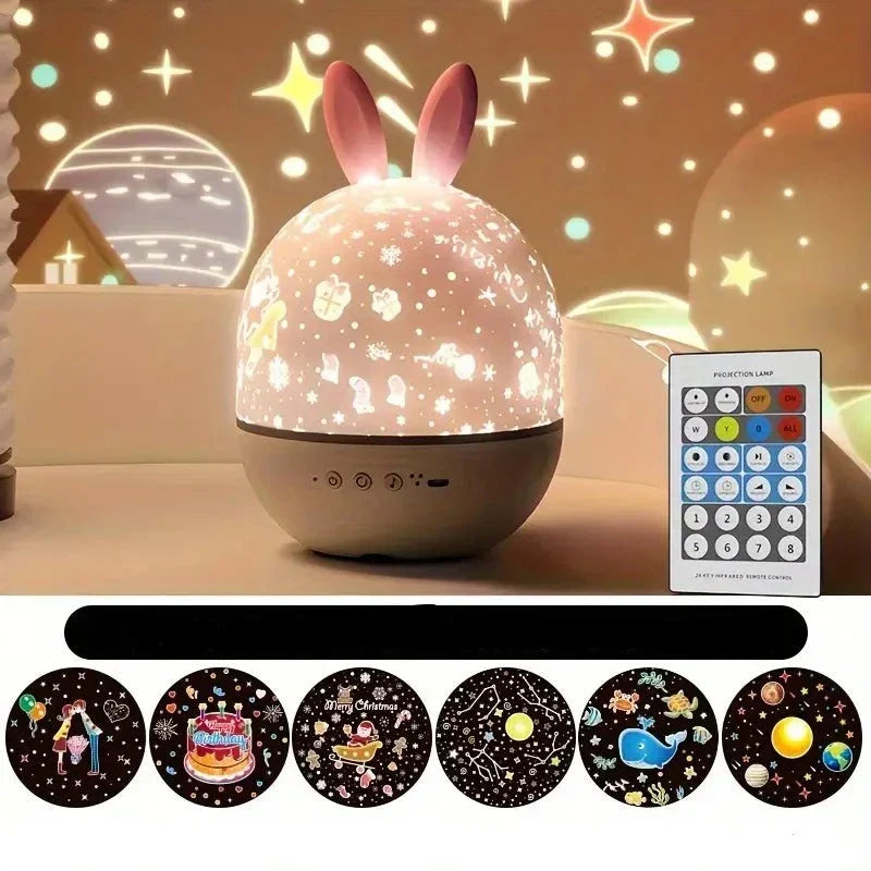 Proyector de estrellas lámpara nocturna para niños – regulable y segura con función de música