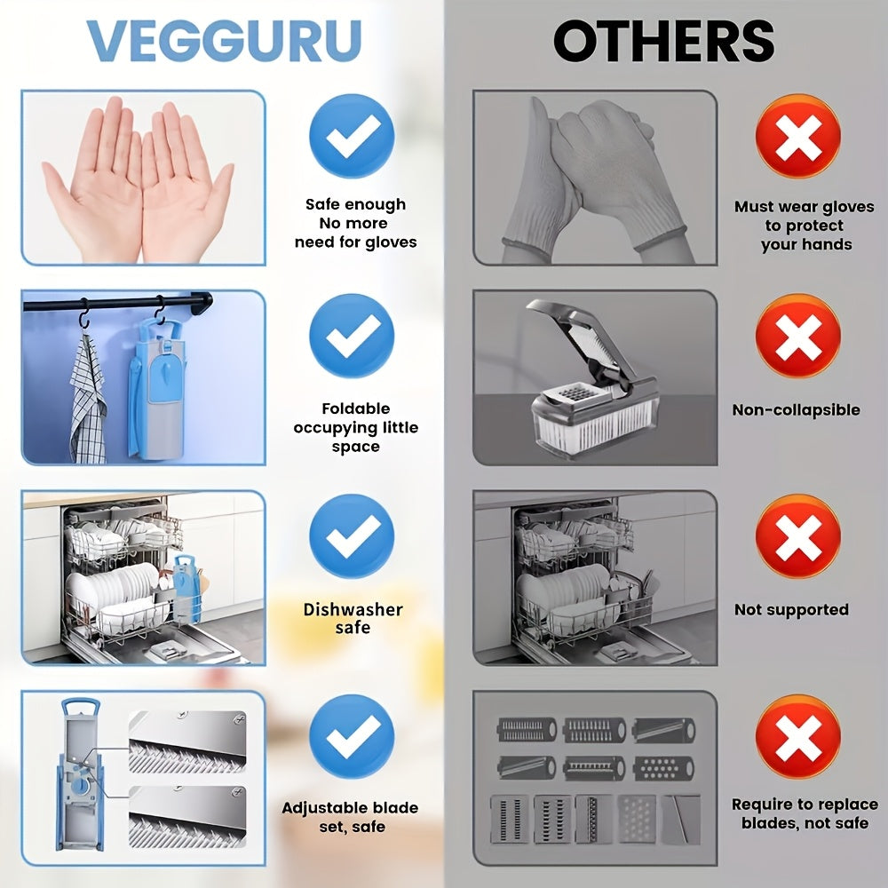 Cortador de Verduras Multifuncional – Seguro, Ajustable y con Gran Capacidad de Recogida
