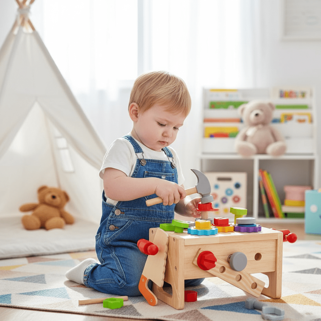 WOODCRAFT – Caja de herramientas para niños para construir y descubrir creativamente