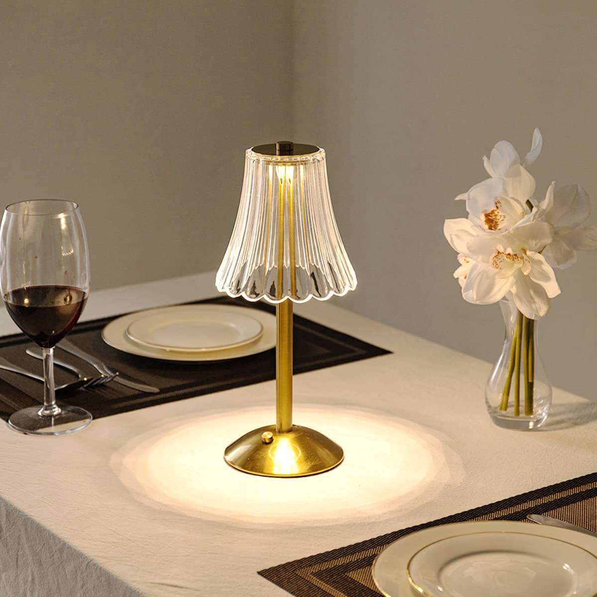 Lámpara de Mesa de Cristal Activada por Toque