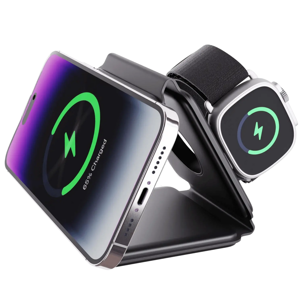 Cargador Inalámbrico Plegable 3 en 1 para Dispositivos Apple