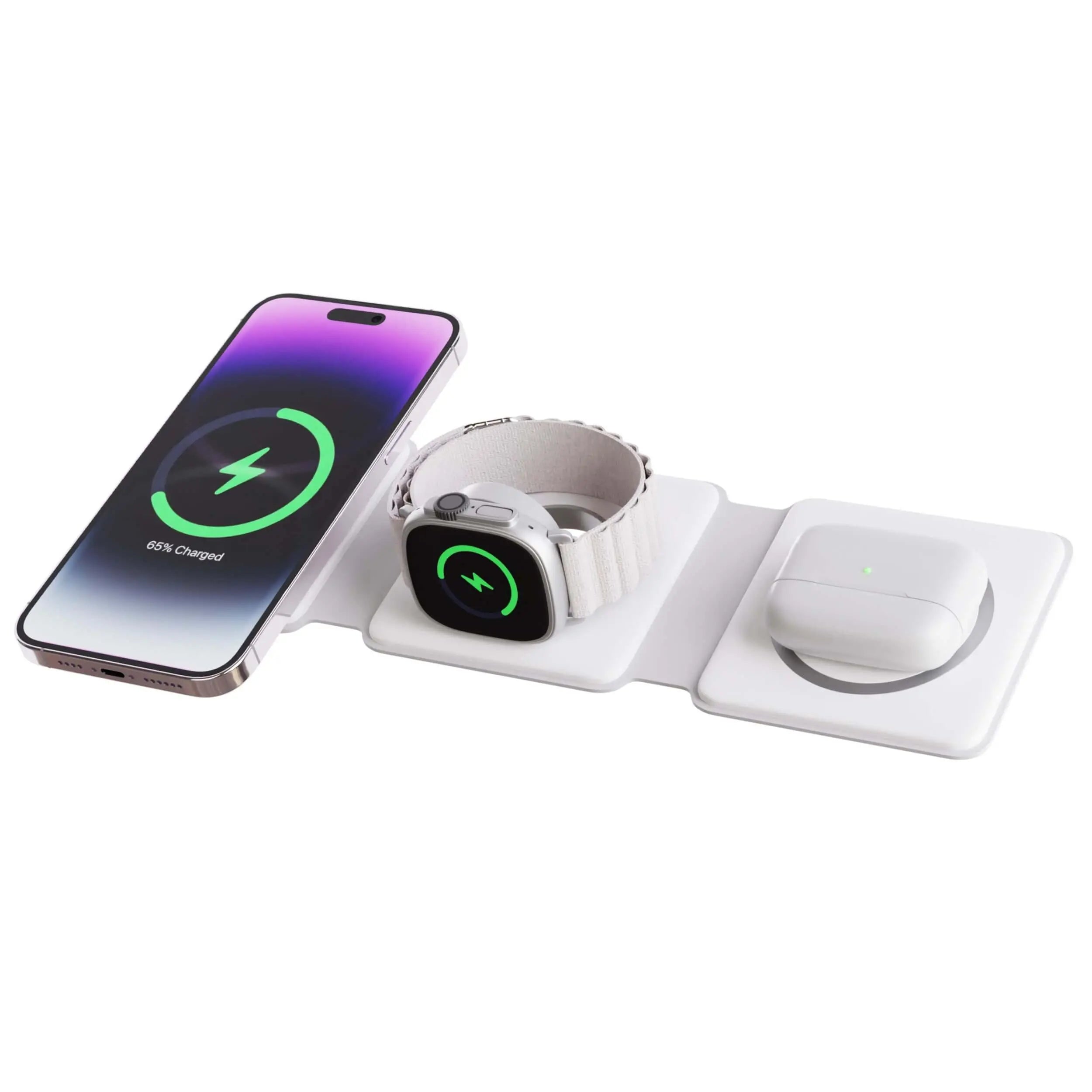 Cargador Inalámbrico Plegable 3 en 1 para Dispositivos Apple