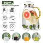 Jarra de Vidrio Borosilicato con Asa y Tapa para Té Helado