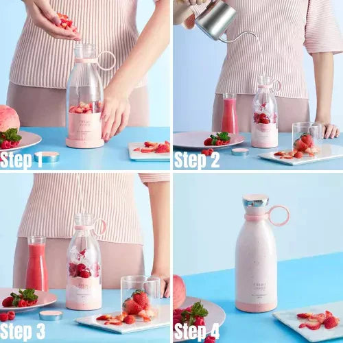 Mezclador de Smoothies Compacto y Portátil con Contenedor de Frutas y Tapa para Beber