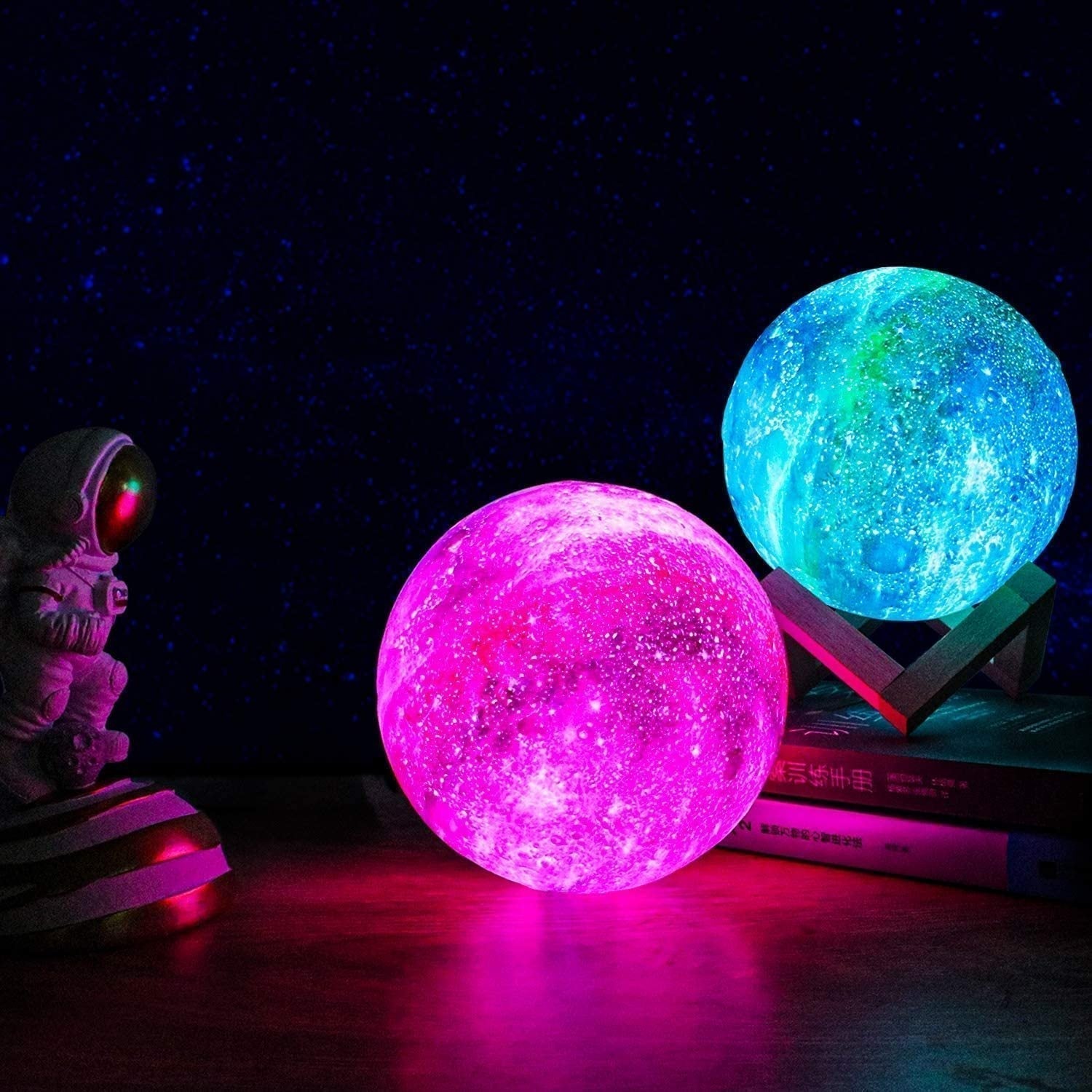 Lámpara de noche inalámbrica con diseño de estrellas – regulable y recargable para el dormitorio