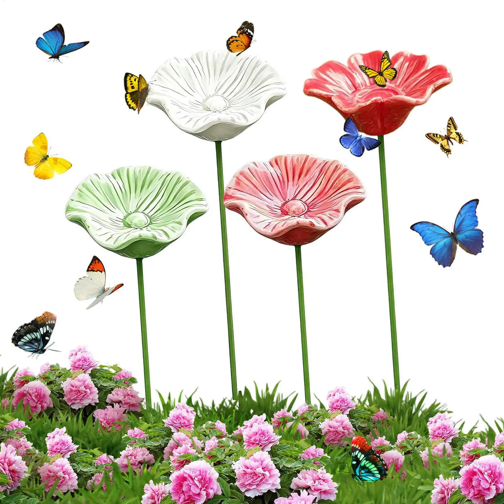 Bebedero de Cerámica Diseño Floral Set de 4