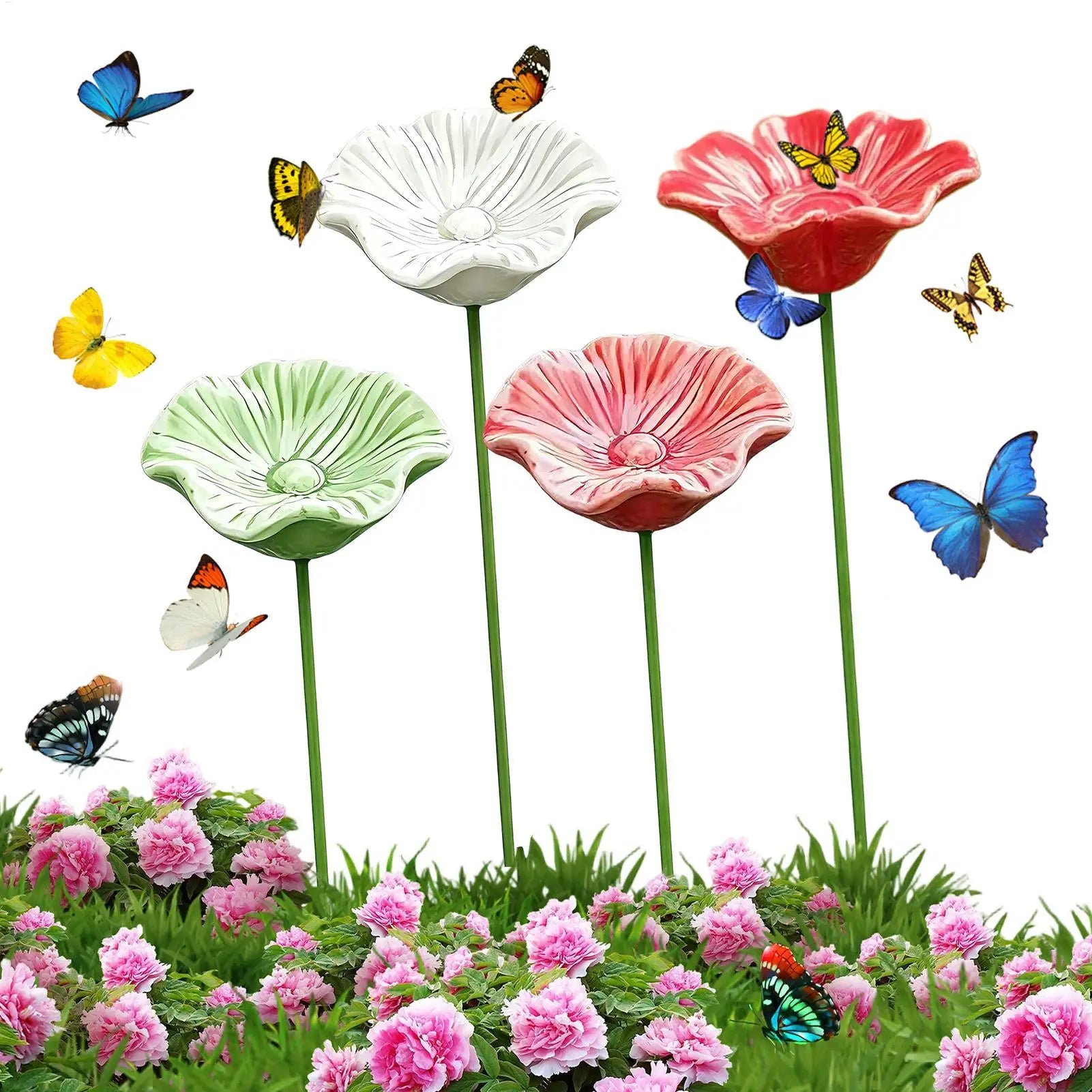Bebedero de Cerámica Diseño Floral Set de 4