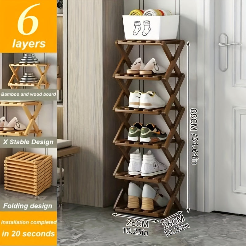 Estante para Zapatos de Bambú Inteligente – Compacto y Práctico para Cualquier Entrada