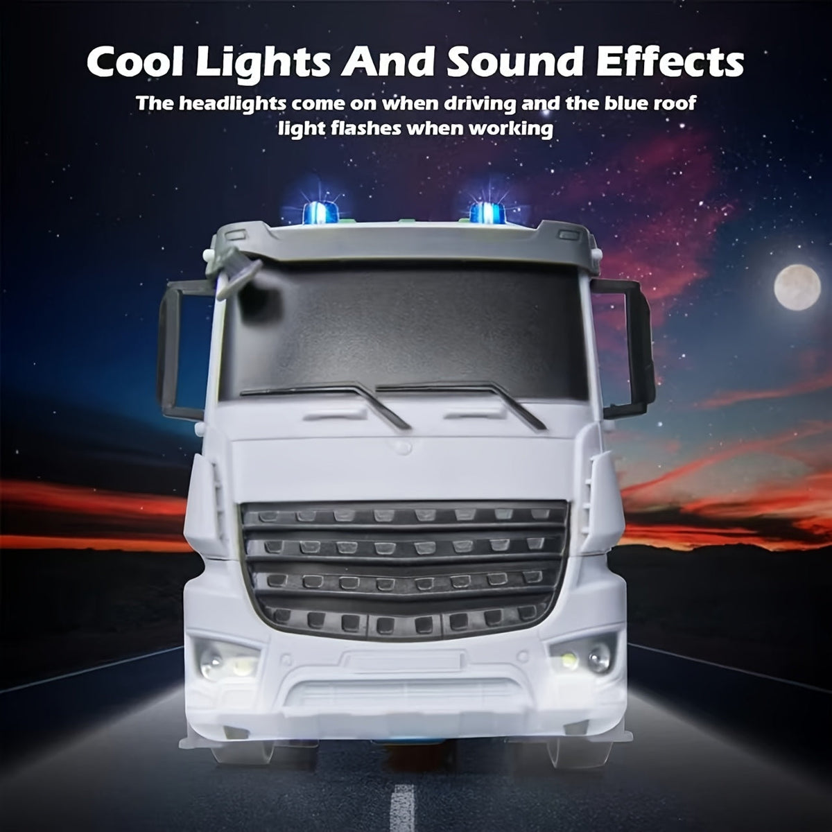 EcoTruck RC Camión de Basura - Camión de Juguete Realista con Luz y Sonido