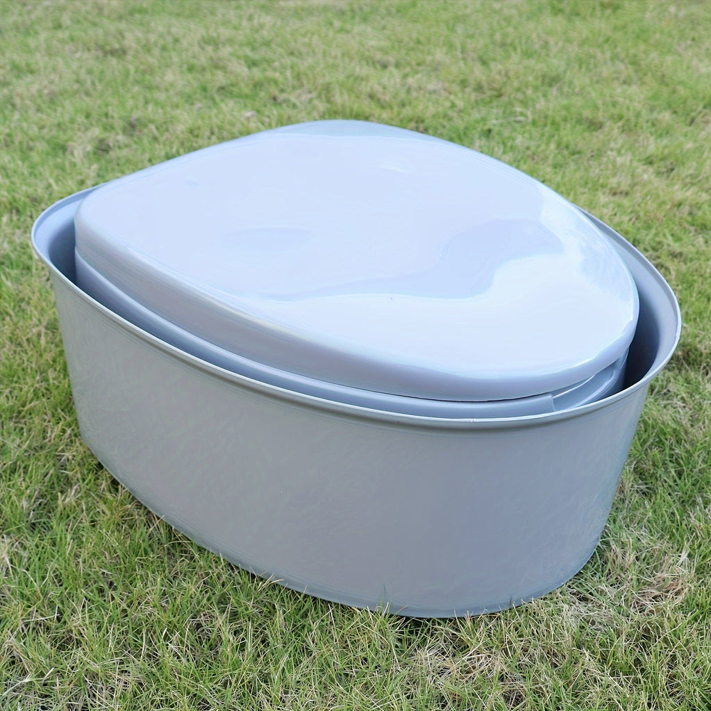 Inodoro Portátil Gris de PVC - Cómodo y Práctico para Acampar y Uso de Emergencia
