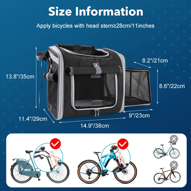 Cesta de Bicicleta Expandible para Mascotas – Cómoda y Segura para Perros y Gatos Pequeños