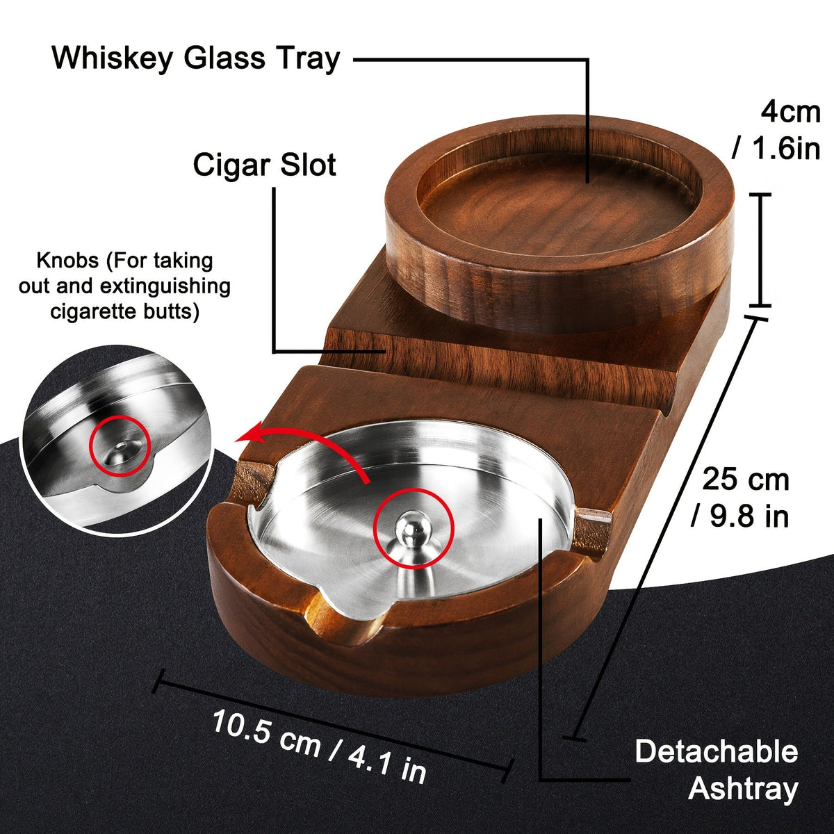 Cenicero Creativo para Puros y Bandeja para Vaso de Whiskey - El Regalo Perfecto para el Día del Padre o Regalo Corporativo