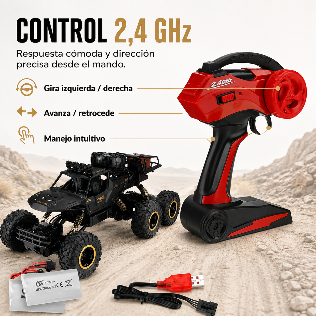 Camión Monster RC de 6 Ruedas – Off-Road Escala 1/12 con Tecnología Avanzada de 2.4GHz y Alta Velocidad
