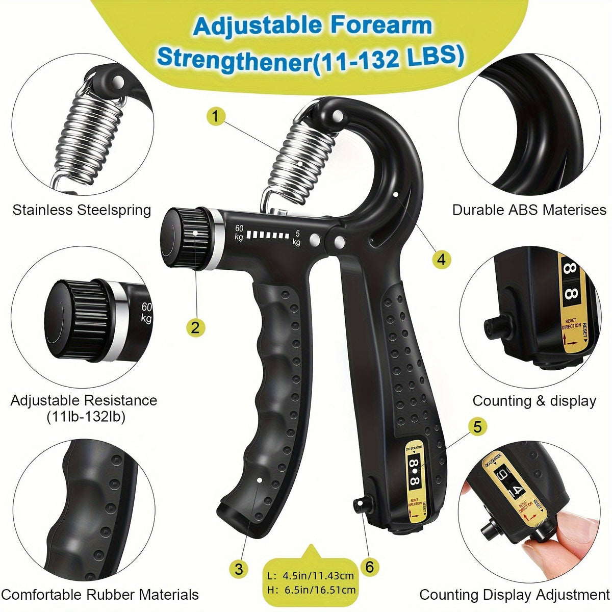 Conjunto de Entrenadores de Mano PowerGrip – 5 en 1 para Manos y Antebrazos Fuertes