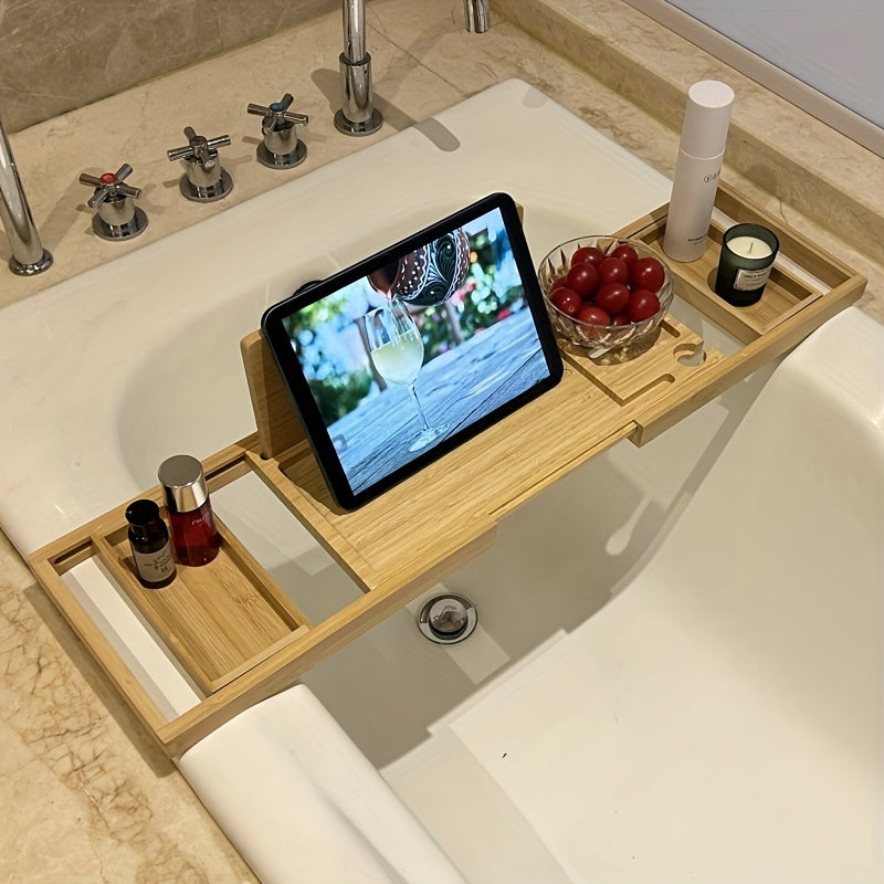 BambooLux - Bandeja extensible para bañera para una relajación similar a un spa