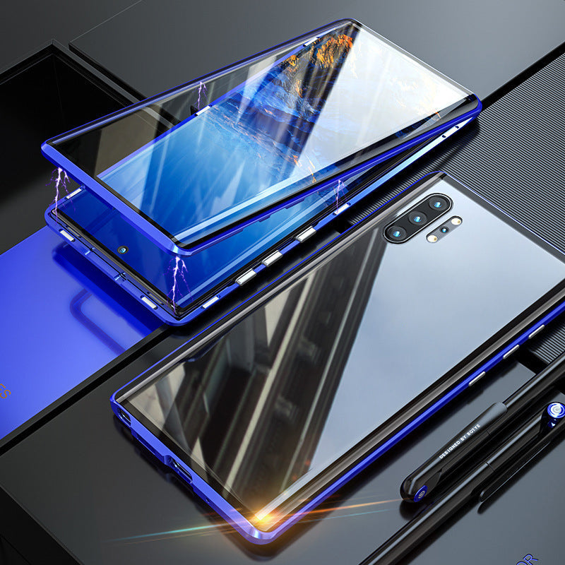 Funda de teléfono doble cara de vidrio templado magnético para Samsung