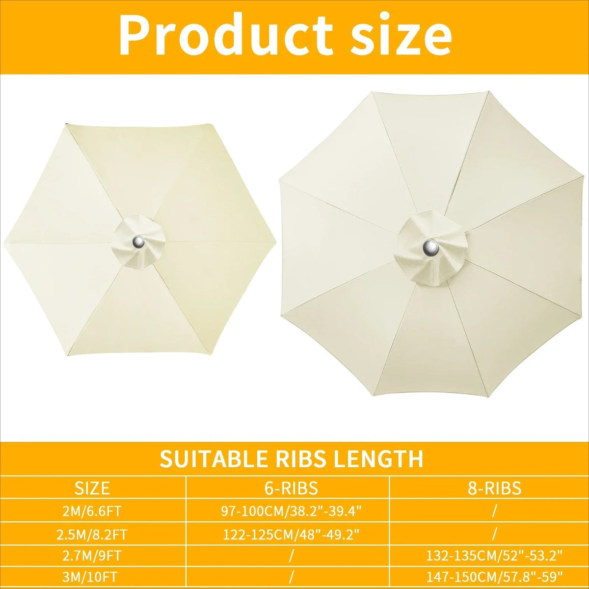 SunViva | Funda de protección solar impermeable de repuesto para sombrillas de 6/8 varillas | Exterior Jardín y Terraza
