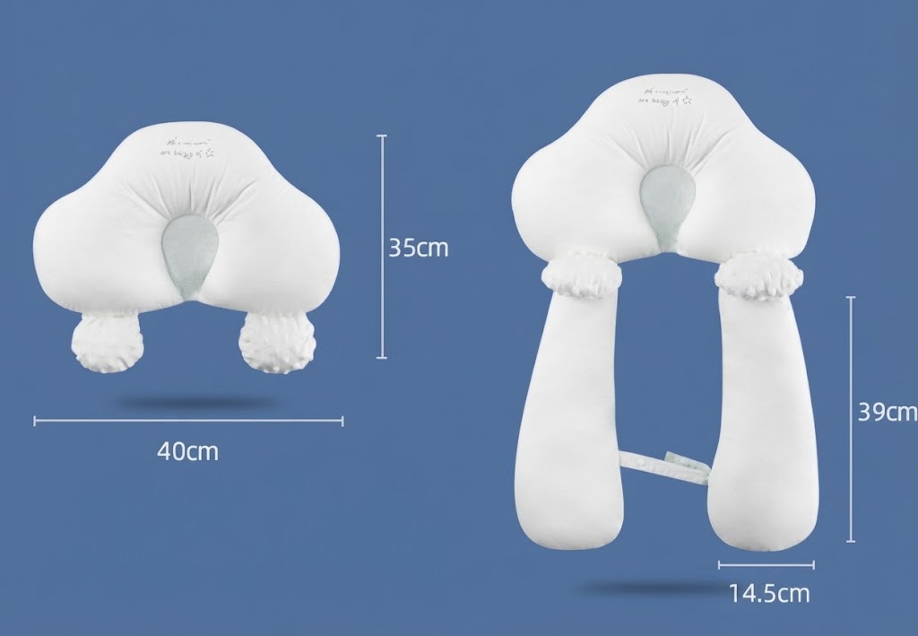 Almohada Ortopédica para Bebés en Forma de U de Algodón Orgánico – Soporte de Cuello Ajustable, Sueño Cómodo 0-24 Meses