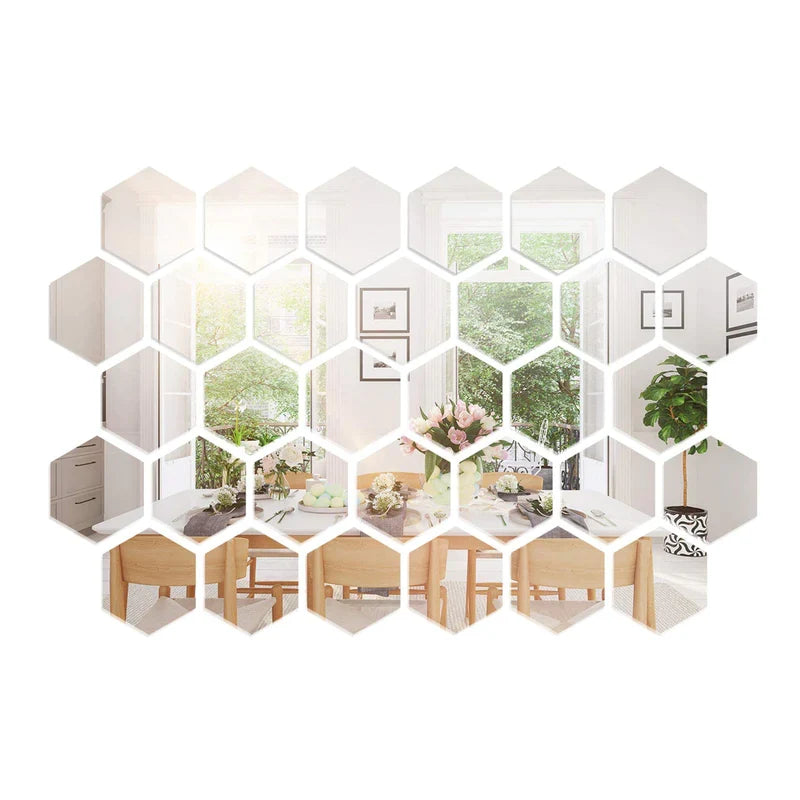 Espejo Hexagonal Adhesivo (12 Piezas)