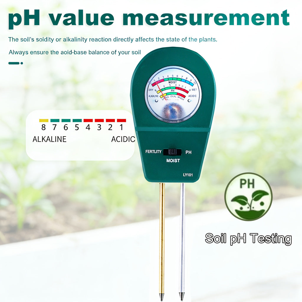 SOILTRIO – Probador de Humedad, Fertilidad y pH del Suelo 3 en 1